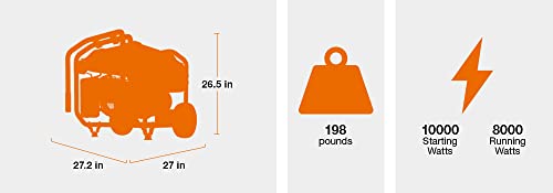 Generac 76763 GP8000E 8,000-Watt Electric-Start Gas-Powered Portable Generator - PowerRush Technology