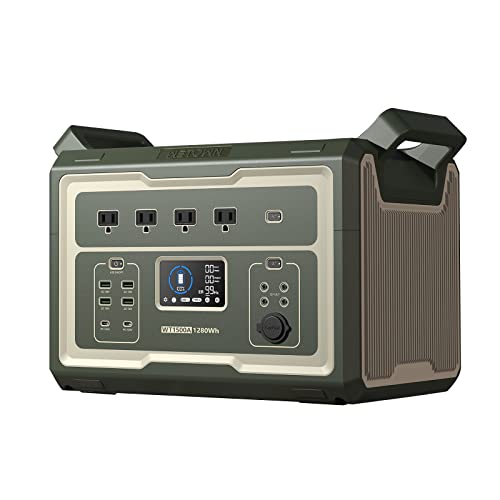 WETOWN Power Station 1500W Solar Generator 1280Wh UPS Battery LiFePO4 Power Station Portable Solar Powered Generators
