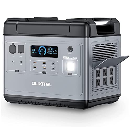 OUKITEL P2001 2000W Portable Power Station, 2000Wh LiFePO4 Battery Backup w/ 6 2000W (4000W Surge)