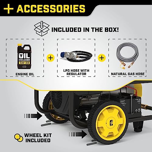Champion Power Equipment 201161 15,000/12,000-Watt Tri-Fuel Natural Gas Portable Generator with CO Shield and Electric Start, LPG/NG Hoses