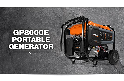 Generac 76763 GP8000E 8,000-Watt Electric-Start Gas-Powered Portable Generator - PowerRush Technology