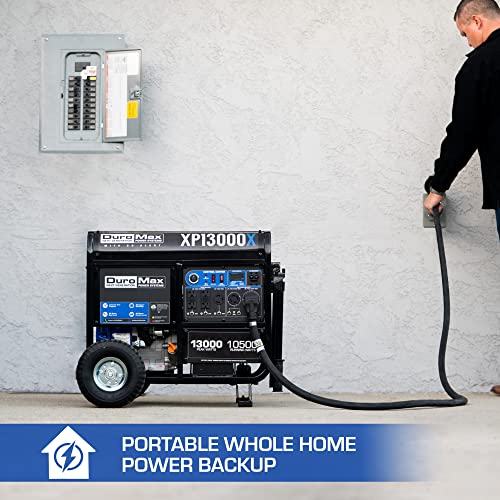 DuroMax XP13000X 13,000-Watt/10,500-Watt 500cc Electric Start Gas Powered Portable Generator w/ CO Alert, Black/Blue