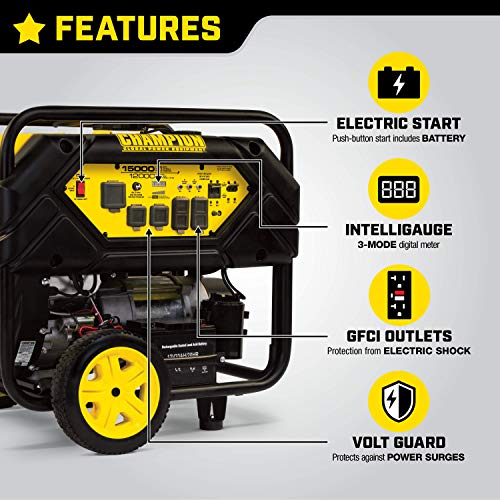Champion Power Equipment 100111 15,000/12,000-Watt Portable Generator with Electric Start and Lift Hook