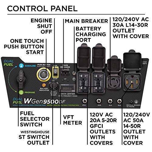 Westinghouse Outdoor Power Equipment 12500 Peak Watt Dual Fuel Home Backup Portable Generator