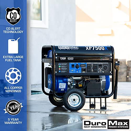 DuroMax XP7500X 7,500-Watt/6,500-Watt 274cc Electric Start Gas Powered Portable Generator w/CO Alert
