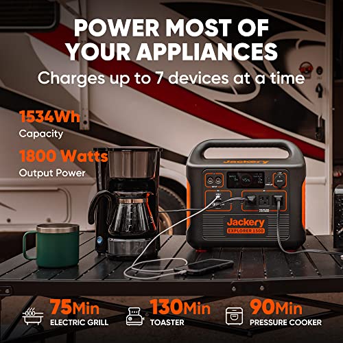 Jackery Portable Power Station Explorer 1500, 1534Wh Capacity with 3 x 110V/1800W AC Outlets