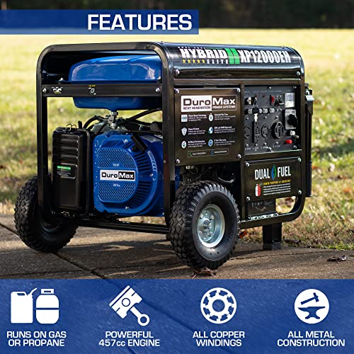 DuroMax XP12000EH Generator-12000 Watt Gas or Propane Powered Home Back Up & RV Ready