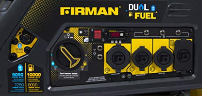 FIRMAN H08051 Dual Fuel Portable Generator, 10,000-Watts Power Generator with Electric Start
