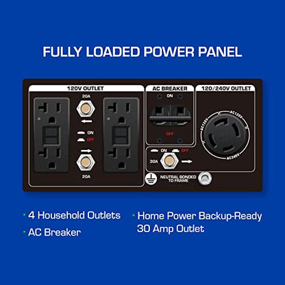 DuroMax XP7500X 7,500-Watt/6,500-Watt 274cc Electric Start Gas Powered Portable Generator w/CO Alert