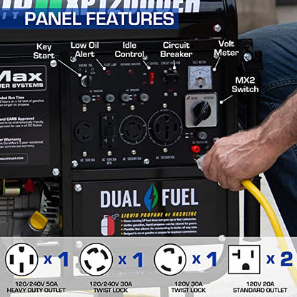 DuroMax XP12000EH Generator-12000 Watt Gas or Propane Powered Home Back Up & RV Ready