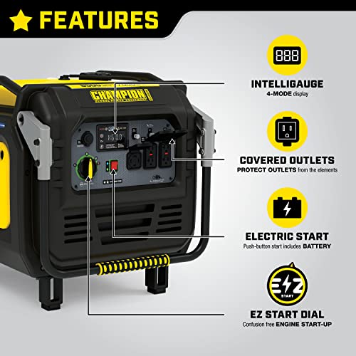Champion Power Equipment 100719 8500-Watt Portable Inverter Generator, Electric Start and CO Shield