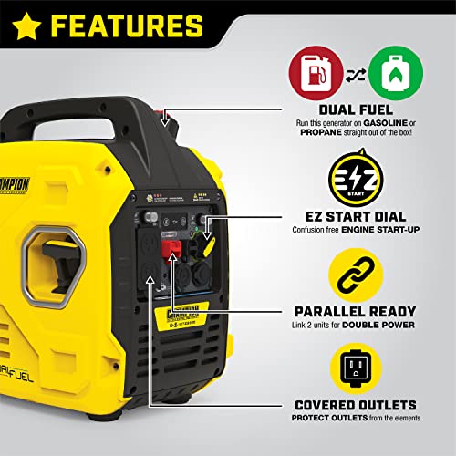 Champion Power Equipment 201183 2500-Watt Ultralight Portable Dual Fuel Inverter Generator with CO Shield®