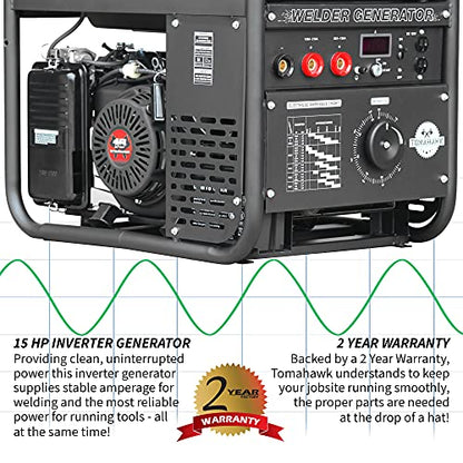 TOMAHAWK 15 HP Engine Driven Portable 2,000 Watt Generator with 210 Amp Stick and TIG Welder with Kit