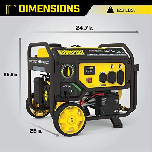 Champion Power Equipment 201052 4750/3800-Watt Dual Fuel Portable Generator with Electric Start, Wheel Kit
