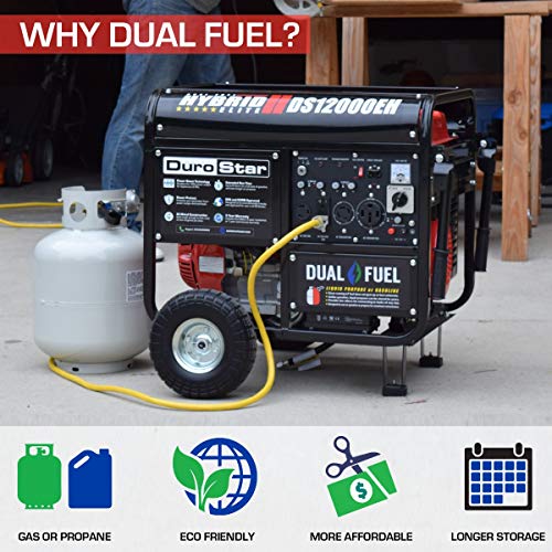 DuroStar 12000-Watt Gas or Propane Dual Fuel Electric Start Portable Generator