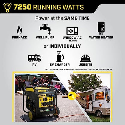 Champion Power Equipment 201176 9000-Watt Electric Start Tri-Fuel Open Frame Inverter Generator with CO Shield