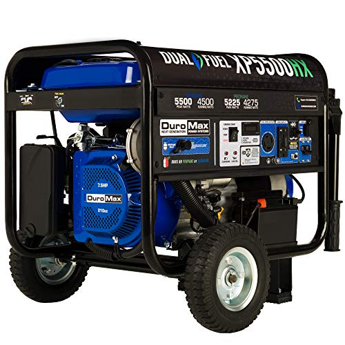 DuroMax XP5500HX Dual Fuel Portable Generator-5500 Watt Gas or Propane Powered Electric Start