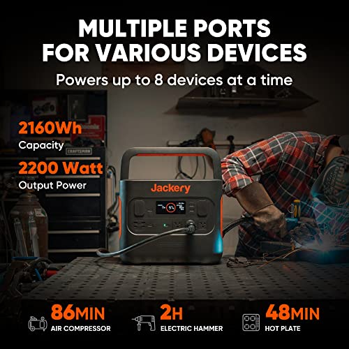 Jackery Explorer 2000 PRO Portable Power Station, 2160Wh Capacity with 3x2200W AC Outlets, Fast Charging