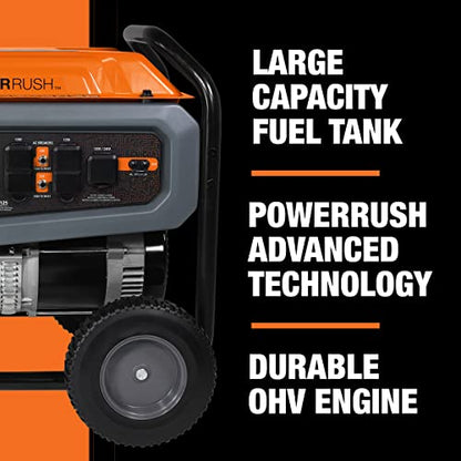 Generac 76763 GP8000E 8,000-Watt Electric-Start Gas-Powered Portable Generator - PowerRush Technology