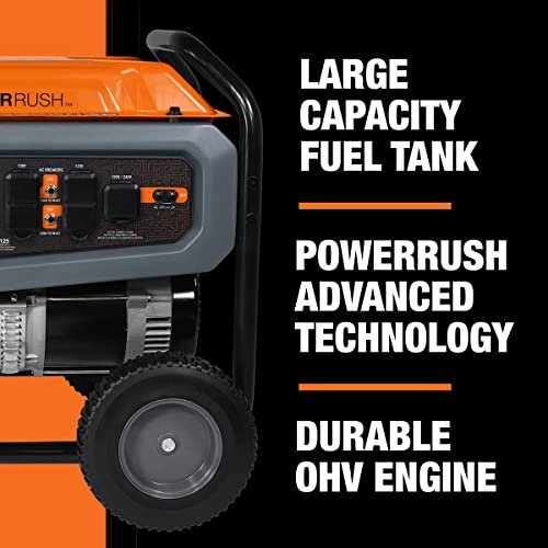 Generac 76763 GP8000E 8,000-Watt Electric-Start Gas-Powered Portable Generator - PowerRush Technology