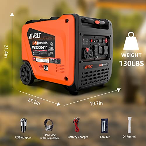 AIVOLT 8000 Watts Dual Fuel Portable Inverter Generator Super Quiet Gas Propane Powered Electric Start