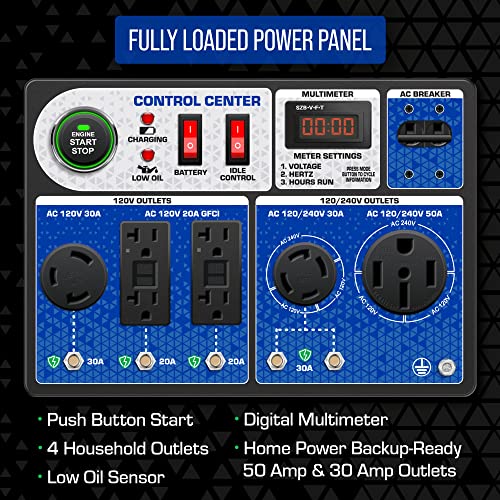 DuroMax XP13000HX Dual Fuel Portable Generator - 13000 Watt Gas or Propane Powered