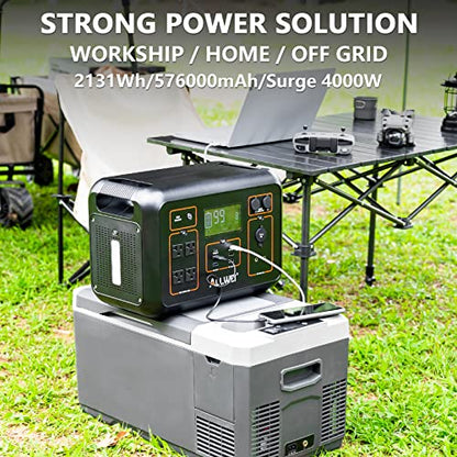 ALLWEI Portable Power Station 2000W(Peak 4000W), 2131Wh Solar Generator with 4 AC Outlet